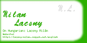 milan lacsny business card